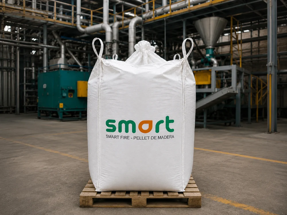Big Bag de pellet de madera Smart Fire sobre pallet